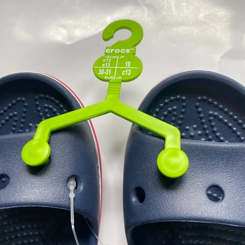 Crocs Bayaband Sandal Kids Navy‎ Blue Red Stripe Sporty Water Shoe C13 NWt